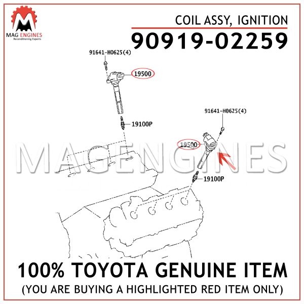 90919-02259 TOYOTA GENUINE COIL ASSY, IGNITION 9091902259