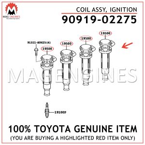 90919-02275 TOYOTA GENUINE COIL ASSY, IGNITION 9091902275