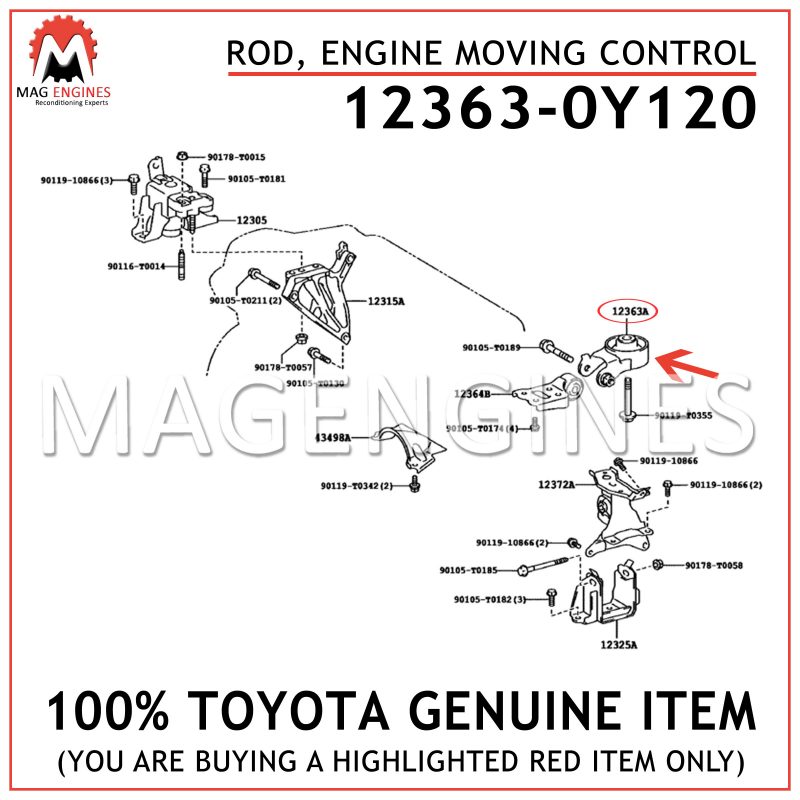 TOYOTA 12363-28130 Engine Moving Control Rod 