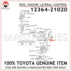 12364-21020 TOYOTA GENUINE ROD, ENGINE LATERAL CONTROL 1236421020