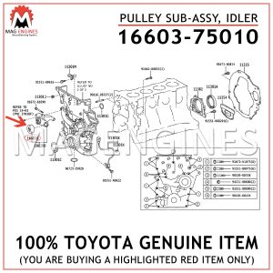 16603-75010 TOYOTA GENUINE PULLEY SUB-ASSY, IDLER 1660375010