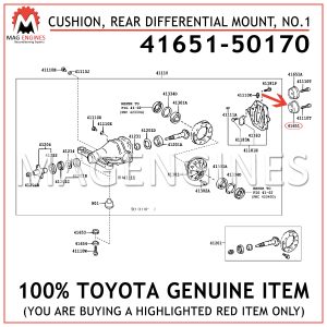 41651-50170 TOYOTA GENUINE CUSHION, REAR DIFFERENTIAL MOUNT, NO.1 4165150170