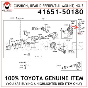 41651-50180 TOYOTA GENUINE CUSHION, REAR DIFFERENTIAL MOUNT, NO.2 4165150180