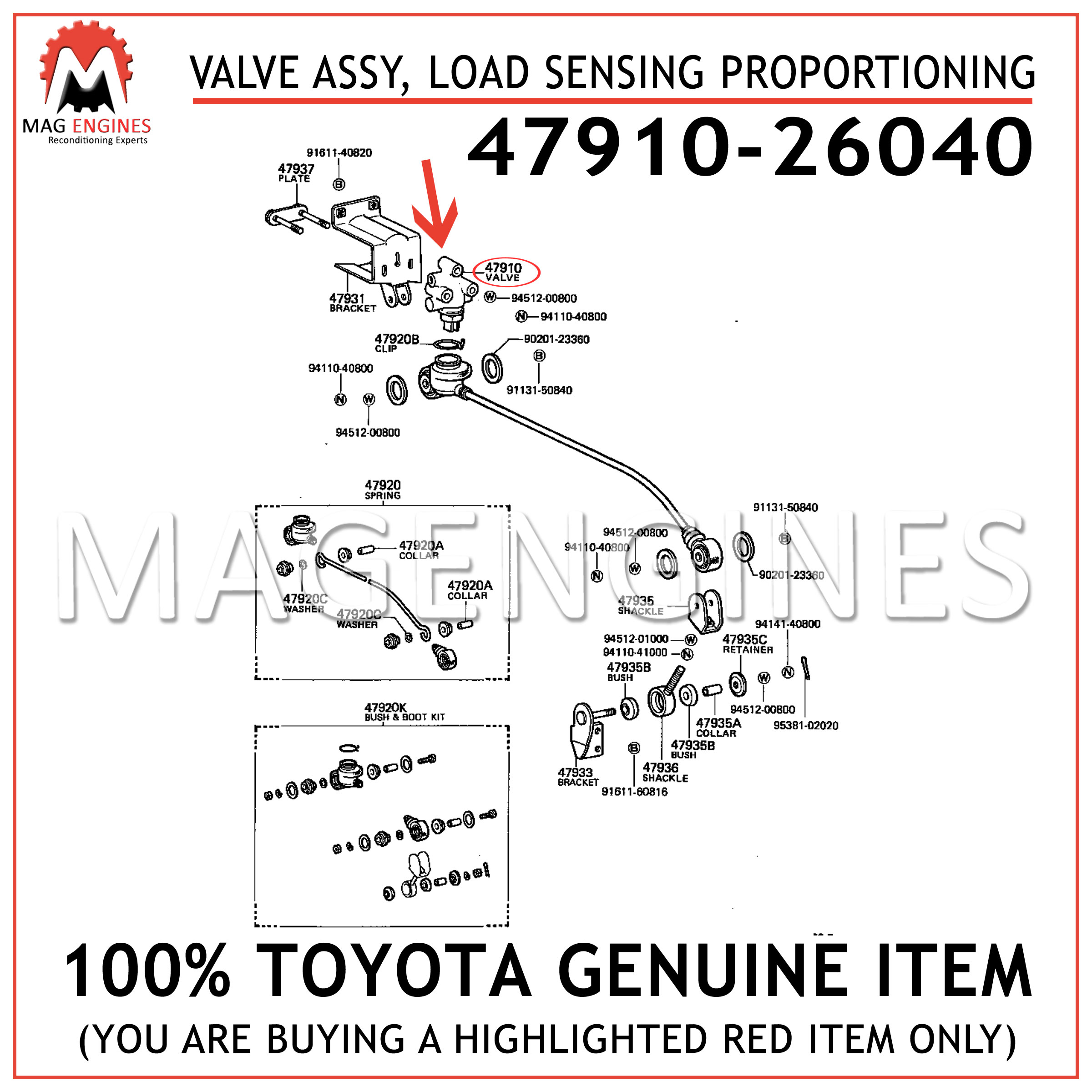 Details about   47910-26040 Toyota OEM Genuine VALVE ASSY LOAD SENSING PROPORTIONING