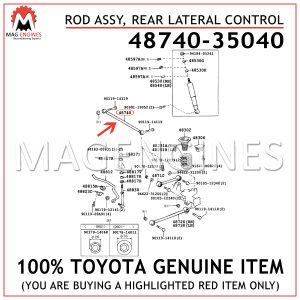 48740-35040 TOYOTA GENUINE ROD ASSY, REAR LATERAL CONTROL 4874035040