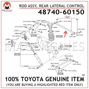 48740-60150 TOYOTA GENUINE ROD ASSY, REAR LATERAL CONTROL 4874060150