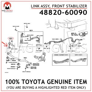 48820-60090 TOYOTA GENUINE LINK ASSY, FRONT STABILIZER 4882060090