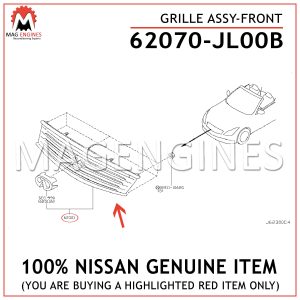 62070-JL00B NISSAN GENUINE GRILLE ASSY-FRONT 62070JL00B