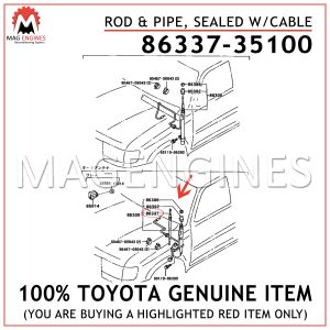 86337-35100 TOYOTA GENUINE ROD & PIPE, SEALED WCABLE 8633735100