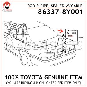 86337-8Y001 TOYOTA GENUINE ROD & PIPE, SEALED WCABLE 863378Y001