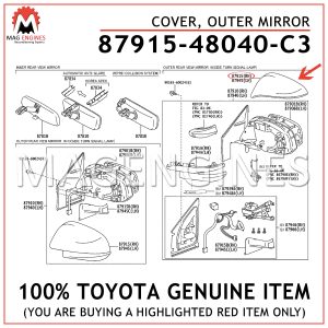 87915-48040-C3 TOYOTA GENUINE COVER, OUTER MIRROR 8791548040C3
