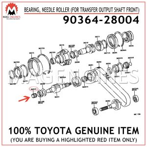 90364-28004 TOYOTA GENUINE BEARING, NEEDLE ROLLER (FOR TRANSFER OUTPUT SHAFT FRONT) 9036428004