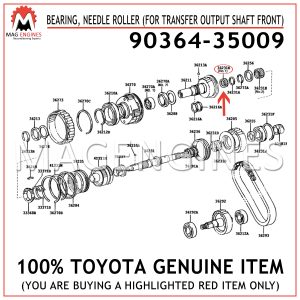 90364-35009 TOYOTA GENUINE BEARING, NEEDLE ROLLER (FOR TRANSFER OUTPUT SHAFT FRONT) 9036435009