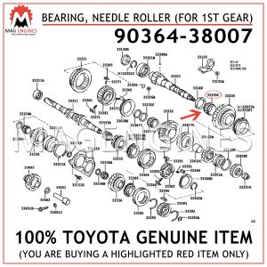 90364-38007 TOYOTA GENUINE BEARING, NEEDLE ROLLER (FOR 1ST GEAR) 9036438007