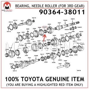 90364-38011 TOYOTA GENUINE BEARING, NEEDLE ROLLER (FOR 3RD GEAR) 9036438011