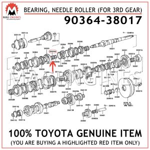 90364-38017 TOYOTA GENUINE BEARING, NEEDLE ROLLER (FOR 3RD GEAR) 9036438017