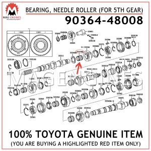 90364-48008 TOYOTA GENUINE BEARING, NEEDLE ROLLER (FOR 5TH GEAR) 9036448008