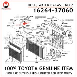 16264-37060 TOYOTA GENUINE HOSE, WATER BY-PASS, NO.2 1626437060