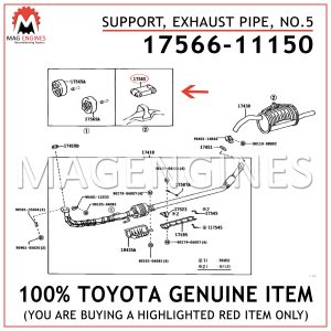 17566-11150 TOYOTA GENUINE SUPPORT, EXHAUST PIPE, NO.5 1756611150