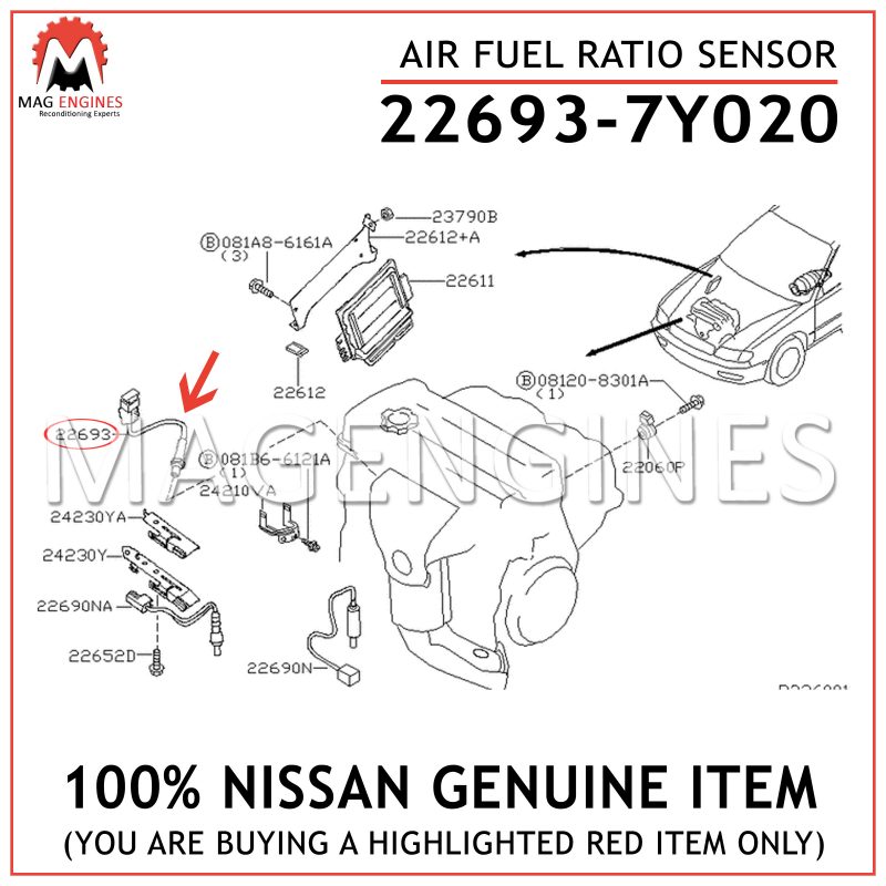 Genuine Nissan 22693-7Y020 Air and Fuel Ratio Sensor Assembly 