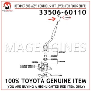 33506-60110 TOYOTA GENUINE RETAINER SUB-ASSY, CONTROL SHIFT LEVER (FOR FLOOR SHIFT) 3350660110