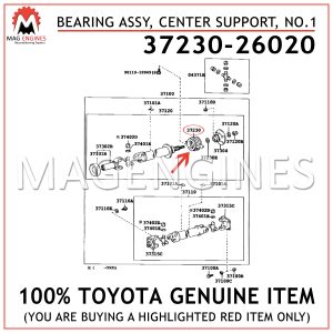 37230-26020 TOYOTA GENUINE BEARING ASSY, CENTER SUPPORT, NO.1 3723026020