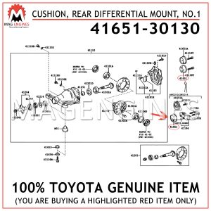 41651-30130 TOYOTA GENUINE CUSHION, REAR DIFFERENTIAL MOUNT, NO.1 4165130130