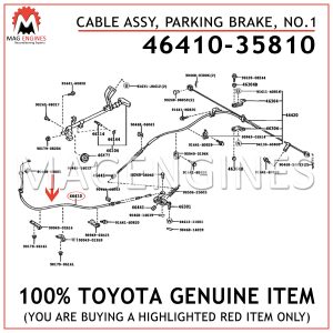 46410-35810 TOYOTA GENUINE CABLE ASSY, PARKING BRAKE, NO.1 4641035810