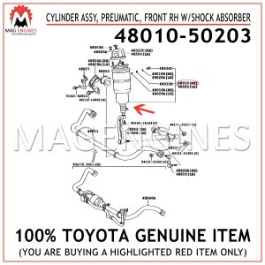 48010-50203 TOYOTA GENUINE CYLINDER ASSY, PREUMATIC, FRONT RH WSHOCK ABSORBER 4801050203