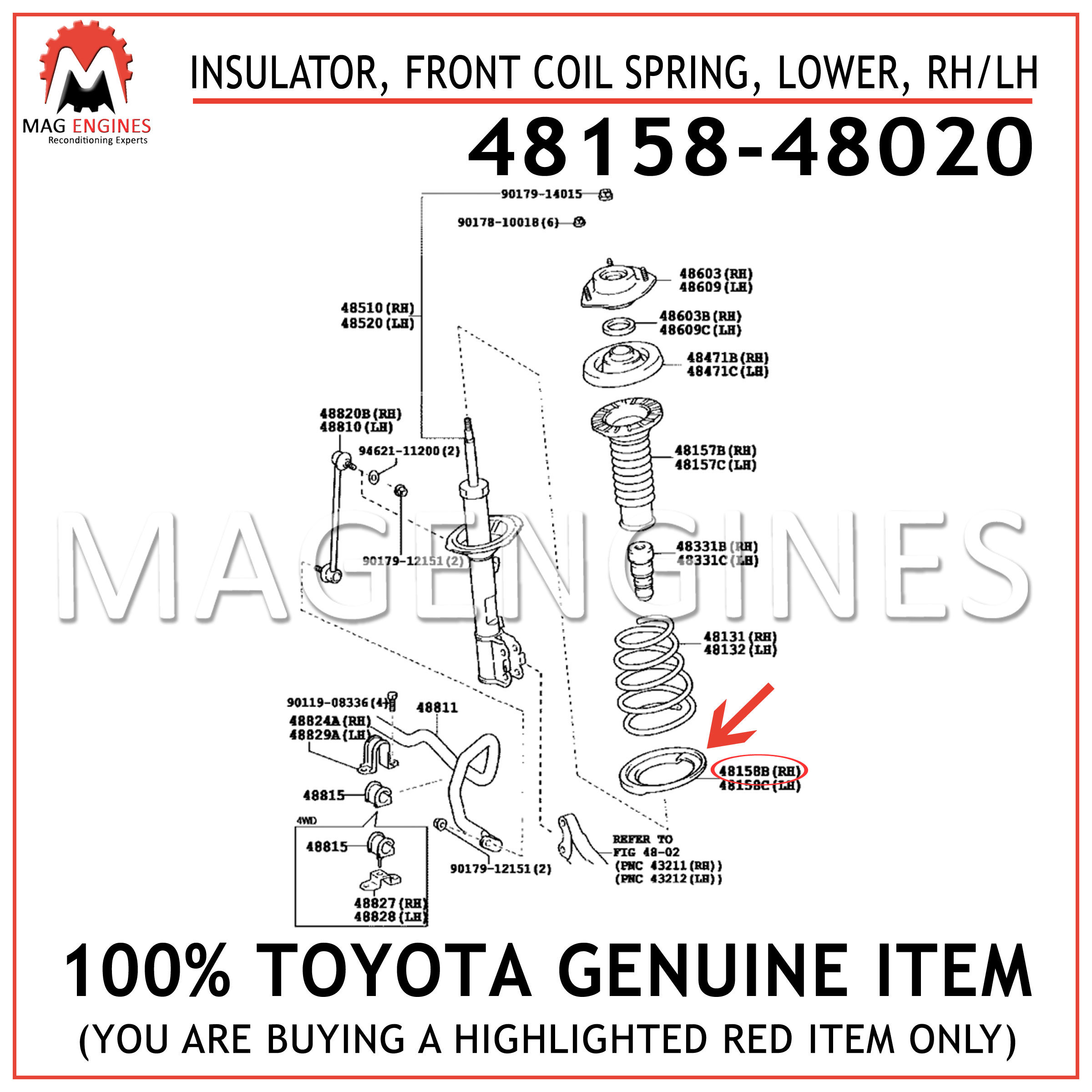 Toyota 48158-48070 Coil Spring Insulator