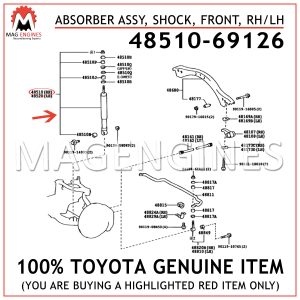 48510-69126 TOYOTA GENUINE ABSORBER ASSY, SHOCK, FRONT, RHLH 4851069126
