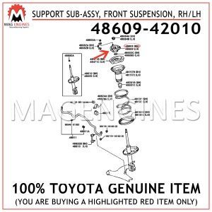 48609-42010 TOYOTA GENUINE SUPPORT SUB-ASSY, FRONT SUSPENSION, RHLH 4860942010