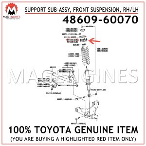 48609-60070 TOYOTA GENUINE SUPPORT SUB-ASSY, FRONT SUSPENSION, RHLH 4860960070