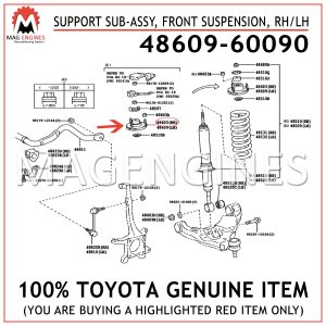 48609-60090 TOYOTA GENUINE SUPPORT SUB-ASSY, FRONT SUSPENSION, RHLH 4860960090
