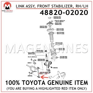 48820-02020 TOYOTA GENUINE LINK ASSY, FRONT STABILIZER, RHLH 4882002020