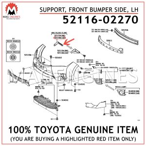 52116-02270 TOYOTA GENUINE SUPPORT, FRONT BUMPER SIDE, LH 5211602270