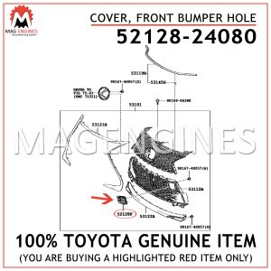 52128-24080 TOYOTA GENUINE COVER, FRONT BUMPER HOLE 5212824080
