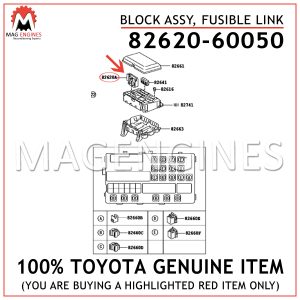 82620-60050 TOYOTA GENUINE BLOCK ASSY, FUSIBLE LINK 8262060050