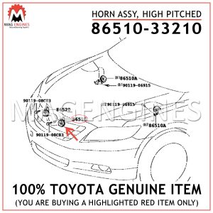 86510-33210 TOYOTA GENUINE HORN ASSY, HIGH PITCHED 8651033210