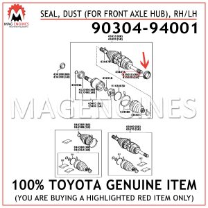 90304-94001 TOYOTA GENUINE SEAL, DUST (FOR FRONT AXLE HUB), RHLH 9030494001