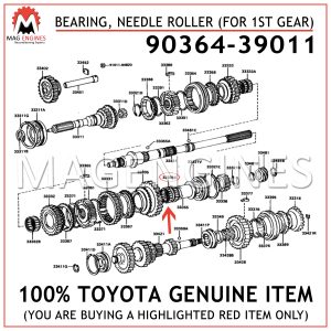 90364-39011 TOYOTA GENUINE BEARING, NEEDLE ROLLER (FOR 1ST GEAR) 9036439011