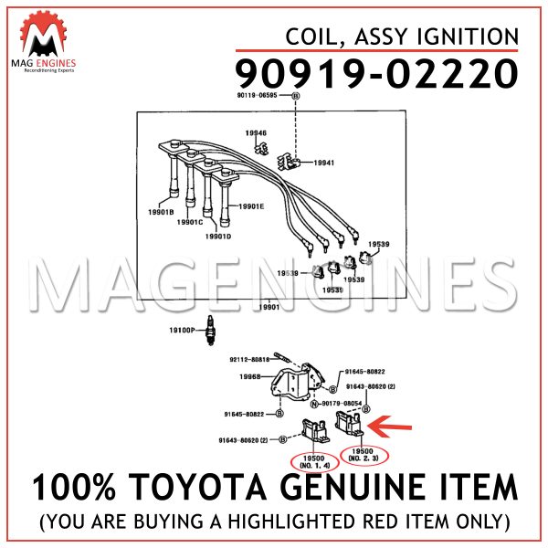 90919-02220 TOYOTA GENUINE COIL, ASSY IGNITION 9091902220