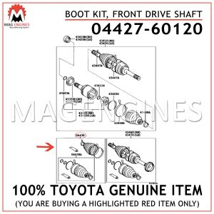 04427-60120 TOYOTA GENUINE BOOT KIT, FRONT DRIVE SHAFT 0442760120