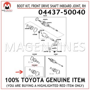 04437-50040 TOYOTA GENUINE BOOT KIT, FRONT DRIVE SHAFT INBOARD JOINT, RH 0443750040