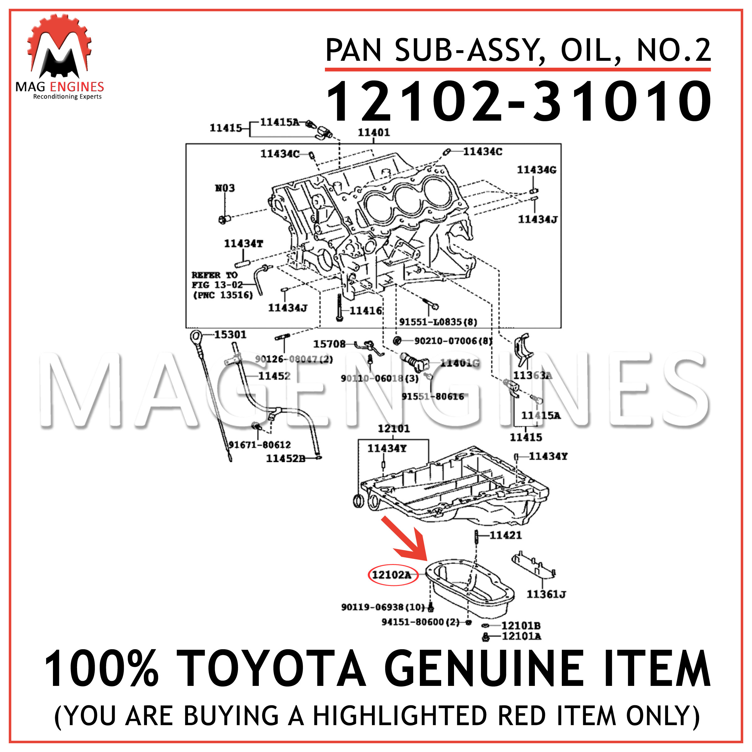 NO.2 12102-46031 OEM 1210246031 GENUINE Toyota LEXUS PAN SUB-ASSY OIL 