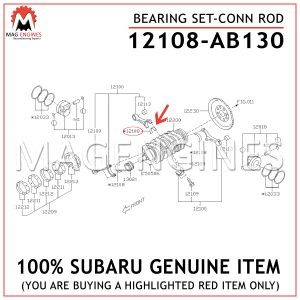 12108-AB130 SUBARU GENUINE BEARING SET-CONN ROD 12108AB130