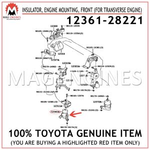 12361-28221 TOYOTA GENUINE INSULATOR, ENGINE MOUNTING, FRONT (FOR TRANSVERSE ENGINE) 1236128221