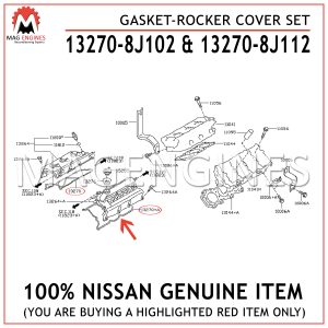 13270-8J102 & 13270-8J112 NISSAN GENUINE GASKET-ROCKER COVER SET VQ35DE