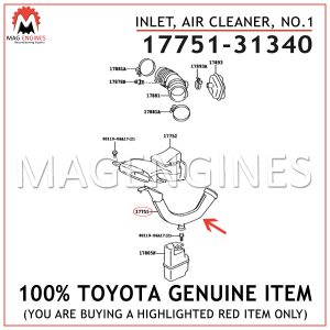 17751-31340 TOYOTA GENUINE INLET, AIR CLEANER, NO.1 1775131340