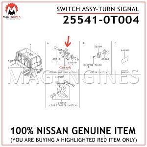 25541-0T004 NISSAN GENUINE SWITCH ASSY-TURN SIGNAL 255410T004